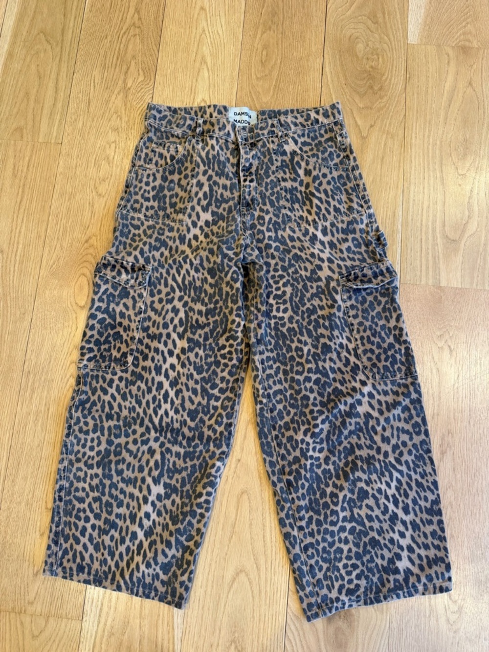 Damson Madder Leopard Print Wide Cargo Pants - Brown & Black
